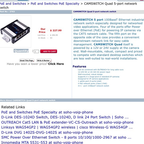 Veracity VCS-CSQ Camswitch quad 4-port PoE Switch - Picture 7 of 9